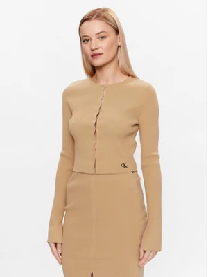 Calvin Klein Jeans Kardigan J20J221349 Beżowy Slim Fit