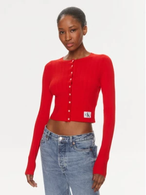 Calvin Klein Jeans Kardigan J20J223149 Czerwony Slim Fit