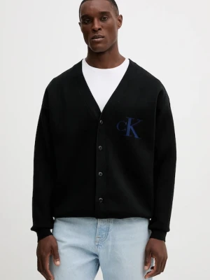 Calvin Klein Jeans kardigan z domieszką wełny męski kolor czarny LV04RD304G