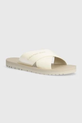 Calvin Klein Jeans klapki CROSS SANDAL SLIPON RP IN BTW męskie kolor beżowy YM0YM00942