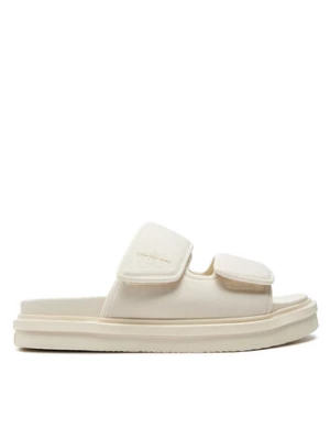 Calvin Klein Jeans Klapki Double Bar Sandal Mtl YM0YM01020 Écru