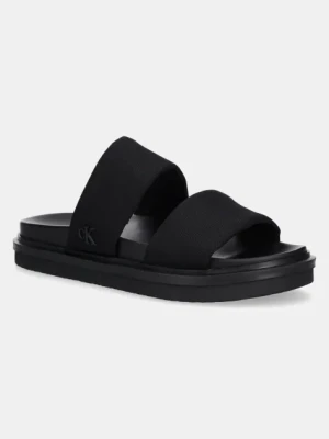 Calvin Klein Jeans klapki FLAT MOLDED DBL BAR SANDAL CV męskie kolor czarny YM0YM01222