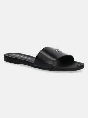 Calvin Klein Jeans klapki FLAT SANDAL SLIDE MG damskie kolor czarny YW0YW01697