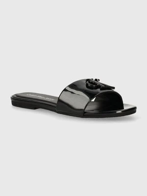 Calvin Klein Jeans klapki FLAT SANDAL SLIDE MG MET damskie kolor czarny YW0YW01348