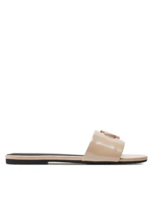 Calvin Klein Jeans Klapki Flat Sandal Slide Mg Met YW0YW01348 Beżowy