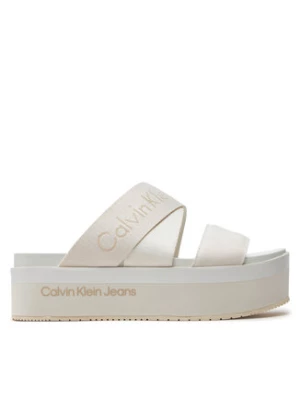 Calvin Klein Jeans Klapki Flatform Sandal Webbing In Mr YW0YW01361 Biały