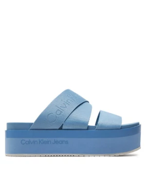 Calvin Klein Jeans Klapki Flatform Sandal Webbing In Mr YW0YW01361 Niebieski