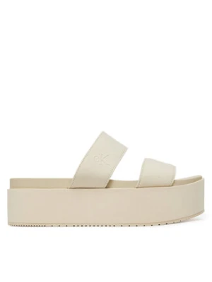 Calvin Klein Jeans Klapki Flatform Sandal Webbing In YW0YW01789 Écru