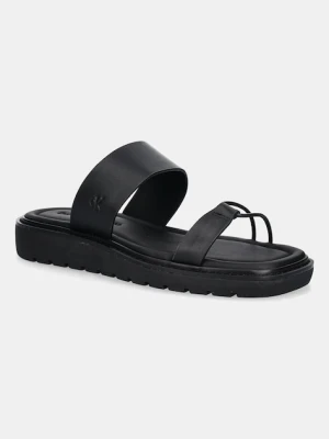 Calvin Klein Jeans klapki skórzane ROPE SANDAL SOFT LTH MG damskie kolor czarny YW0YW01864