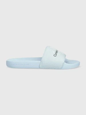 Calvin Klein Jeans klapki SLIDE MONOGRAM CO damskie kolor niebieski YW0YW00103