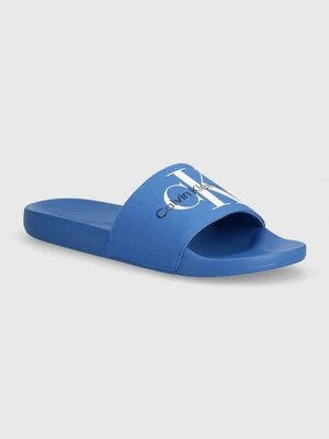 Calvin Klein Jeans klapki SLIDE MONOGRAM CO męskie kolor niebieski YM0YM00061