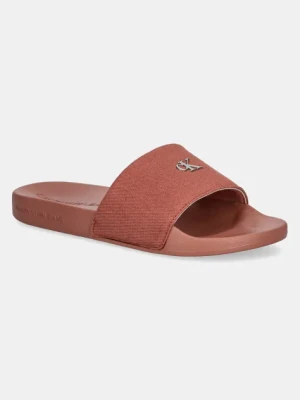 Calvin Klein Jeans klapki SLIDE MONOGRAM HARDWARE damskie kolor różowy YW0YW01713