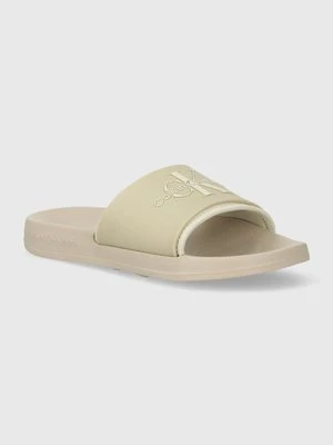 Calvin Klein Jeans klapki SLIDE MONOGRAM TPU damskie kolor zielony YW0YW00585