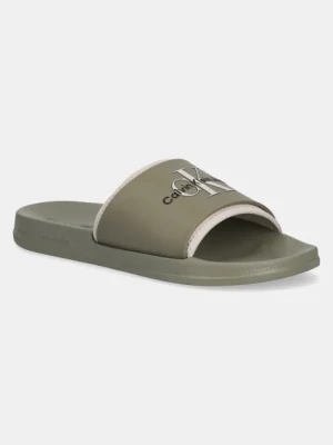 Calvin Klein Jeans klapki SLIDE MONOGRAM TPU męskie kolor zielony