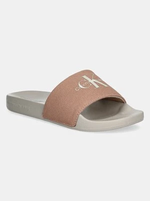 Calvin Klein Jeans klapki SLIDE MONOGRAM WMNS damskie kolor beżowy YW0YW01835