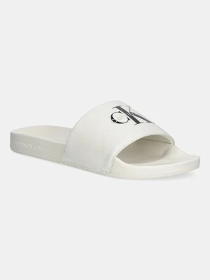 Calvin Klein Jeans klapki SLIDE MONOLOGO CV męskie kolor beżowy YM0YM01367