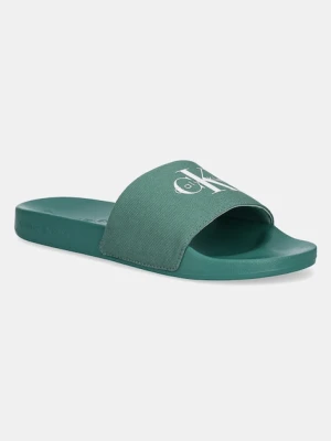 Calvin Klein Jeans klapki SLIDE MONOLOGO CV męskie kolor zielony YM0YM01367