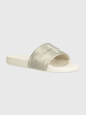 Calvin Klein Jeans klapki SLIDE NY PEARL damskie kolor srebrny YW0YW01243