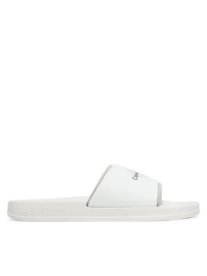 Calvin Klein Jeans Klapki Slide Rubber Neoprene Monologo YM0YM00361 Biały