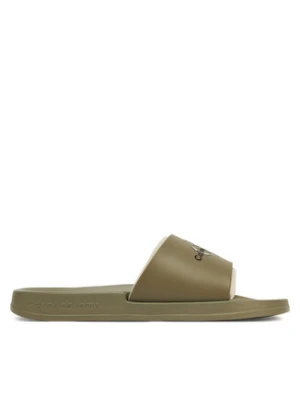 Calvin Klein Jeans Klapki Slide Rubber Neoprene Monologo YM0YM00361 Khaki