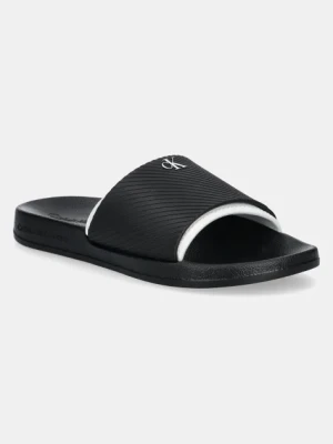 Calvin Klein Jeans klapki SLIDE RUBBER NEOPRENE TEXT męskie kolor czarny YM0YM01234