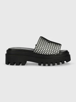 Calvin Klein Jeans klapki TOOTHY COMBAT SANDAL OVER MESH damskie kolor czarny na platformie YW0YW00950