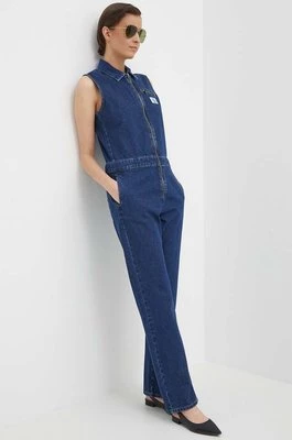 Calvin Klein Jeans kombinezon jeansowy kolor niebieski bawełniany z kołnierzykiemm J20J222840