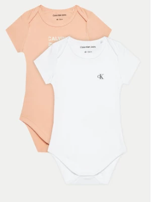 Calvin Klein Jeans Komplet 2 par body dziecięcych Inst. Grid Logo Ss Body Set IN0IN00208 Biały Regular Fit