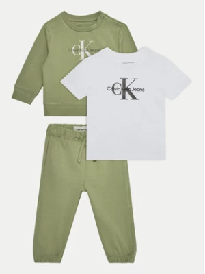 Calvin Klein Jeans Komplet dresowy Monogram Starter IN0IN00011 Zielony Regular Fit