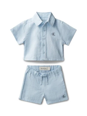Calvin Klein Jeans Komplet koszula i szorty materiałowe LVCKSJI13B Niebieski jasny Regular Fit