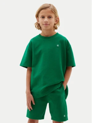 Calvin Klein Jeans Komplet t-shirt i spodenki Ottoman LVCKSJI19B Zielony Regular Fit