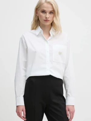 Calvin Klein Jeans koszula bawełniana damska kolor biały relaxed z kołnierzykiem klasycznym J20J224436