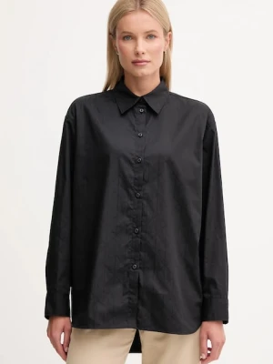 Calvin Klein Jeans koszula bawełniana damska kolor czarny relaxed z kołnierzykiem klasycznym LV044D167G