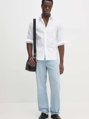 Calvin Klein Jeans koszula bawełniana męska kolor biały regular z kołnierzykiem klasycznym J30J326182