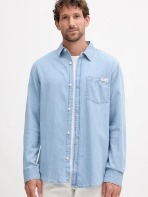 Calvin Klein Jeans koszula bawełniana męska kolor niebieski regular z kołnierzykiem klasycznym LV040BM796