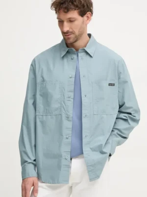 Calvin Klein Jeans koszula bawełniana męska kolor niebieski relaxed z kołnierzykiem klasycznym J30J326721