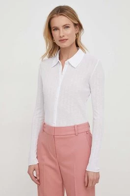 Calvin Klein Jeans koszula damska kolor biały regular z kołnierzykiem klasycznym