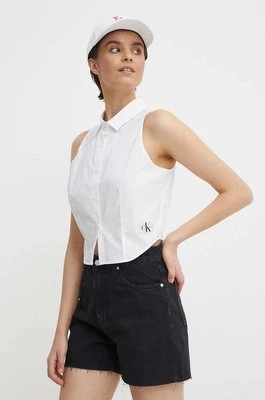 Calvin Klein Jeans koszula damska kolor biały regular z kołnierzykiem klasycznym J20J223129