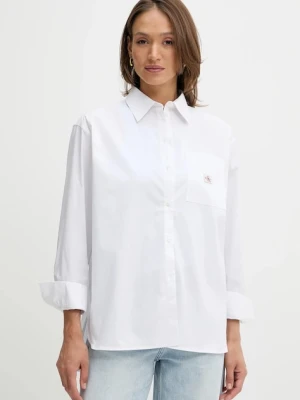 Calvin Klein Jeans koszula damska kolor biały relaxed z kołnierzykiem klasycznym LV047C143G