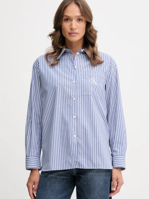 Calvin Klein Jeans koszula damska kolor niebieski relaxed z kołnierzykiem klasycznym LV044D170G
