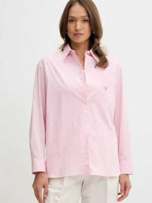 Calvin Klein Jeans koszula damska kolor różowy relaxed z kołnierzykiem klasycznym LV047C143G
