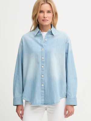 Calvin Klein Jeans koszula jeansowa damska kolor niebieski regular z kołnierzykiem klasycznym LV047D752G