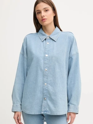 Calvin Klein Jeans koszula jeansowa damska kolor niebieski relaxed z kołnierzykiem klasycznym LV047C709G