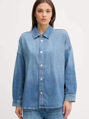 Calvin Klein Jeans koszula jeansowa damska kolor niebieski relaxed z kołnierzykiem klasycznym LV047C783G