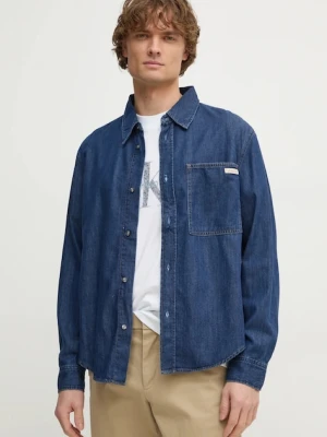 Calvin Klein Jeans koszula jeansowa męska kolor granatowy regular z kołnierzykiem klasycznym J30J327022