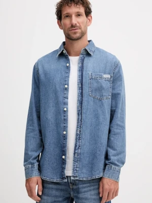 Calvin Klein Jeans koszula jeansowa męska kolor niebieski regular z kołnierzykiem klasycznym LV040EM774