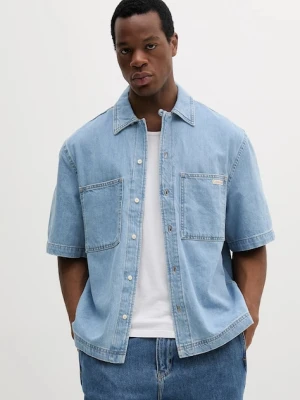 Calvin Klein Jeans koszula jeansowa męska kolor niebieski relaxed z kołnierzykiem klasycznym J30J327512