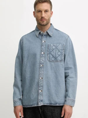 Calvin Klein Jeans koszula jeansowa męska kolor niebieski relaxed z kołnierzykiem klasycznym LV04RD747G