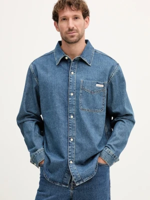 Calvin Klein Jeans koszula jeansowa męska kolor niebieski relaxed z kołnierzykiem klasycznym LV04RD764G