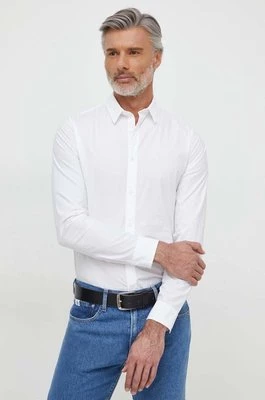 Calvin Klein Jeans koszula męska kolor beżowy slim z kołnierzykiem klasycznym